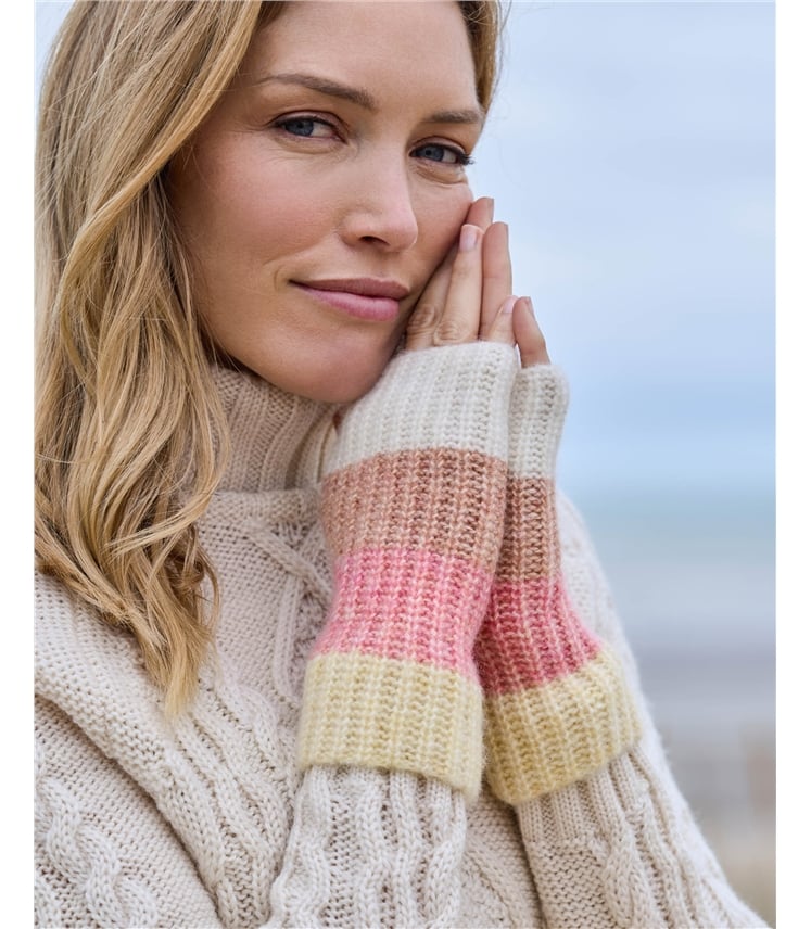Fluffy Colourblock Stripe Wristwarmer