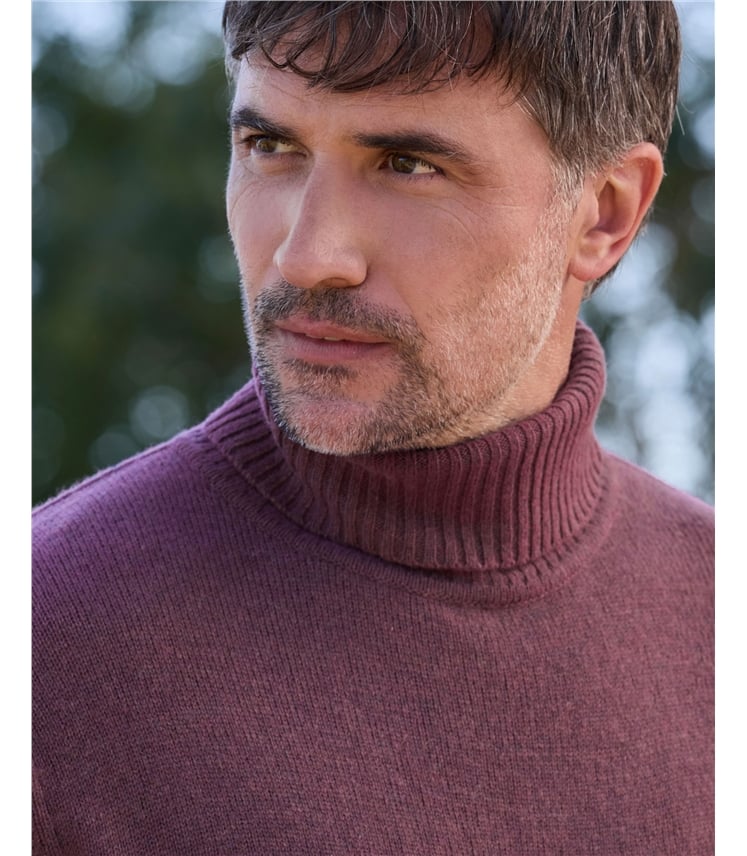 Mens Lambswool Polo Neck Jumper