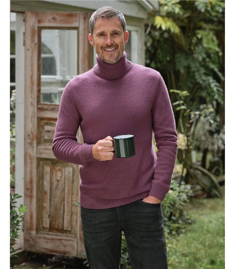 Mens Lambswool Polo Neck Jumper