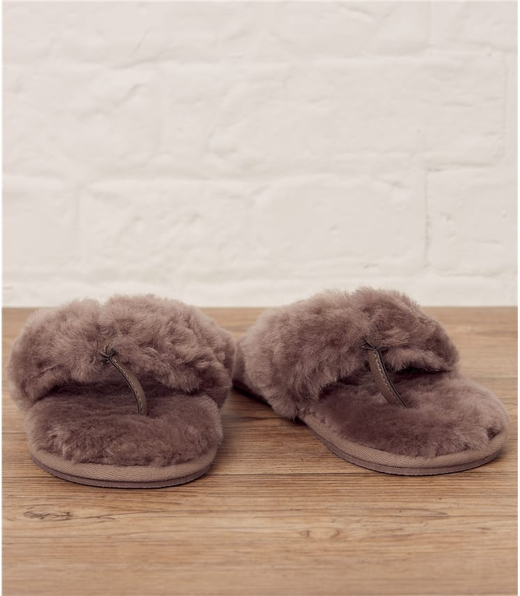 Mink Womens Sheepskin Toe Post Slipper WoolOvers AU