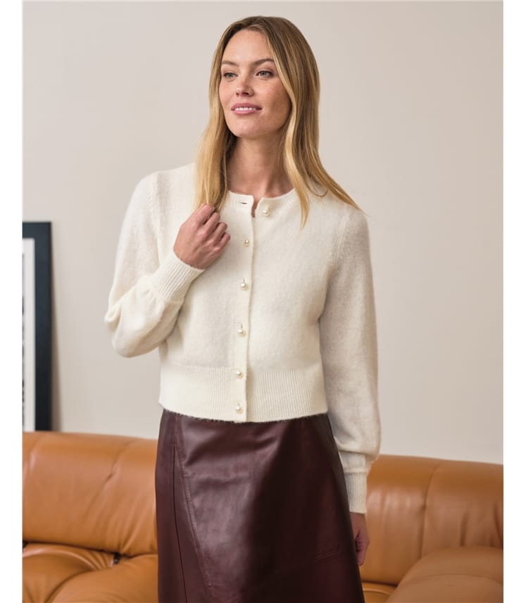 Fluffy Pearl Button Cardi