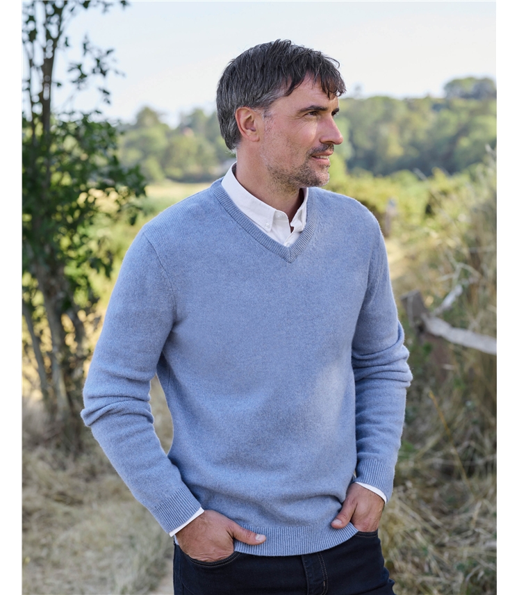Mens Lambswool V Neck Jumper