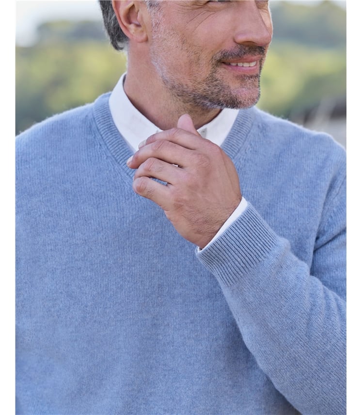 Mens Lambswool V Neck Jumper