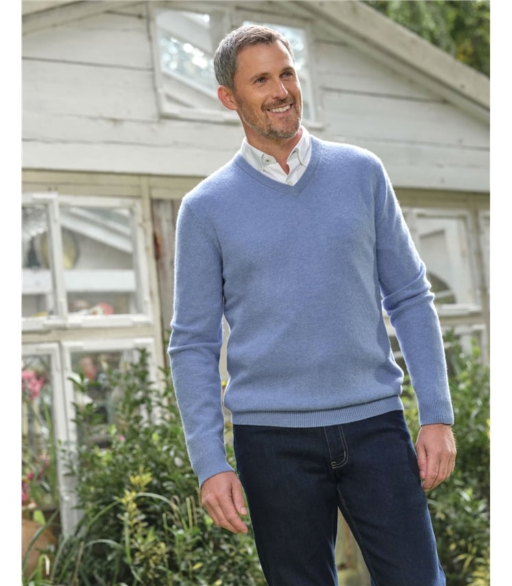 Mens Lambswool V Neck Jumper