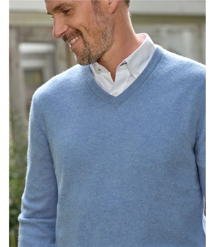 Mens Lambswool V Neck Jumper