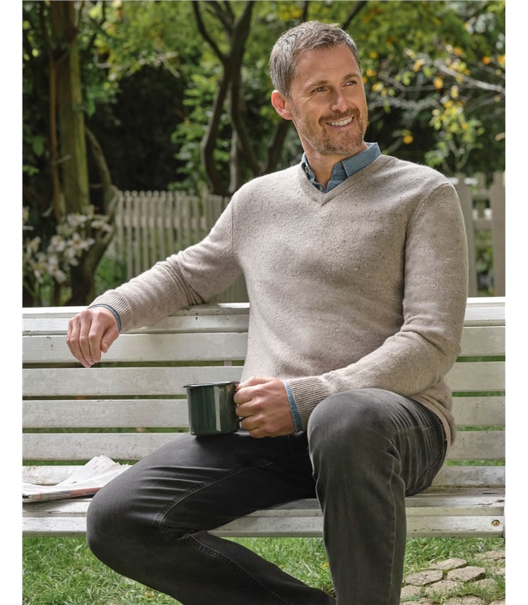 Mens Lambswool V Neck Jumper