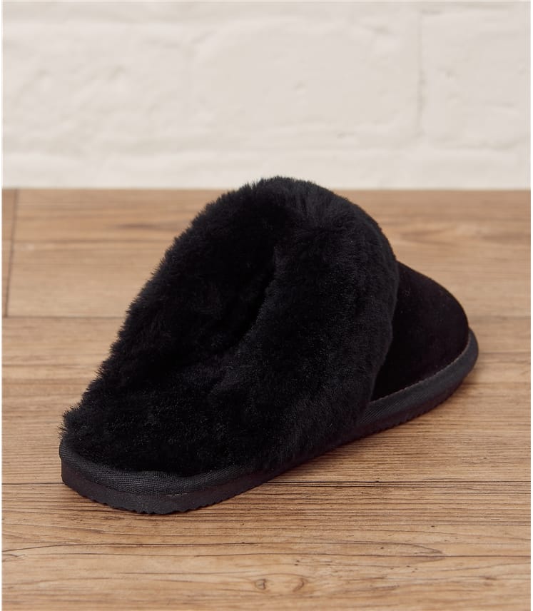 black sheepskin slippers ladies
