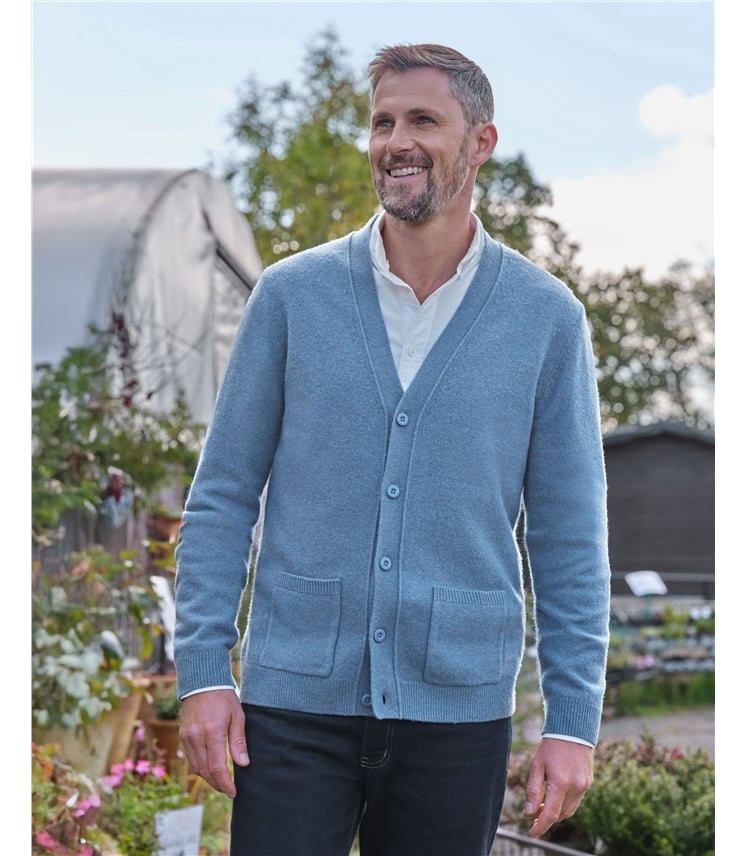 Mens Lambswool V Neck Cardigan