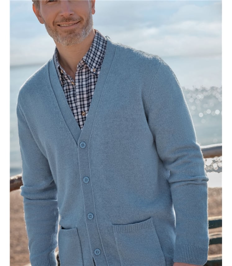 Mens Lambswool V Neck Cardigan