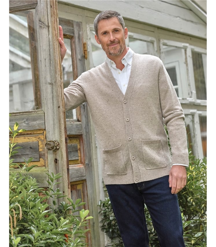 Mens Lambswool V Neck Cardigan