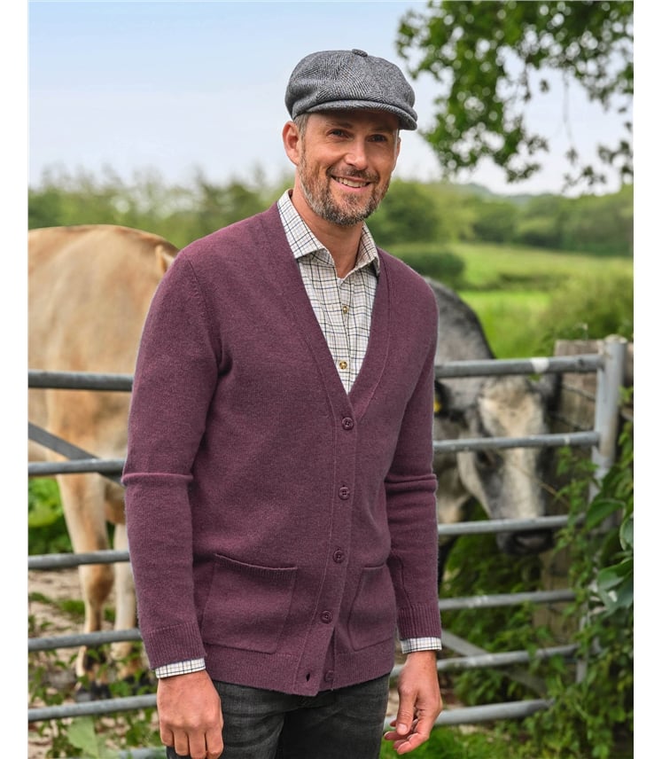 Mens Lambswool V Neck Cardigan