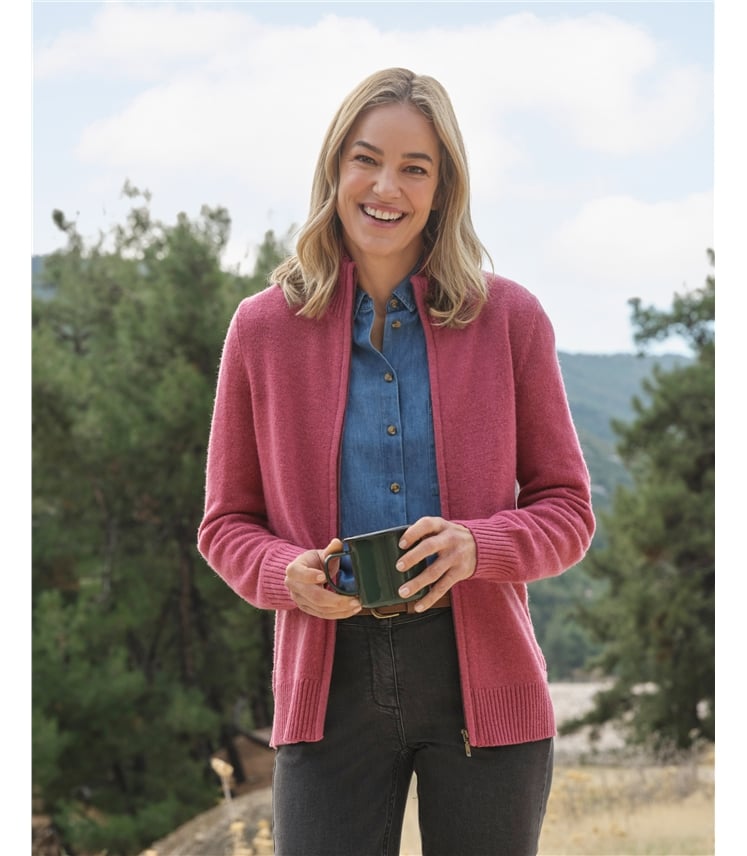 Lambswool Zip Thru Cardigan