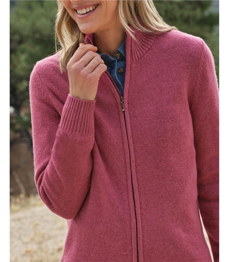 Lambswool Zip Thru Cardigan