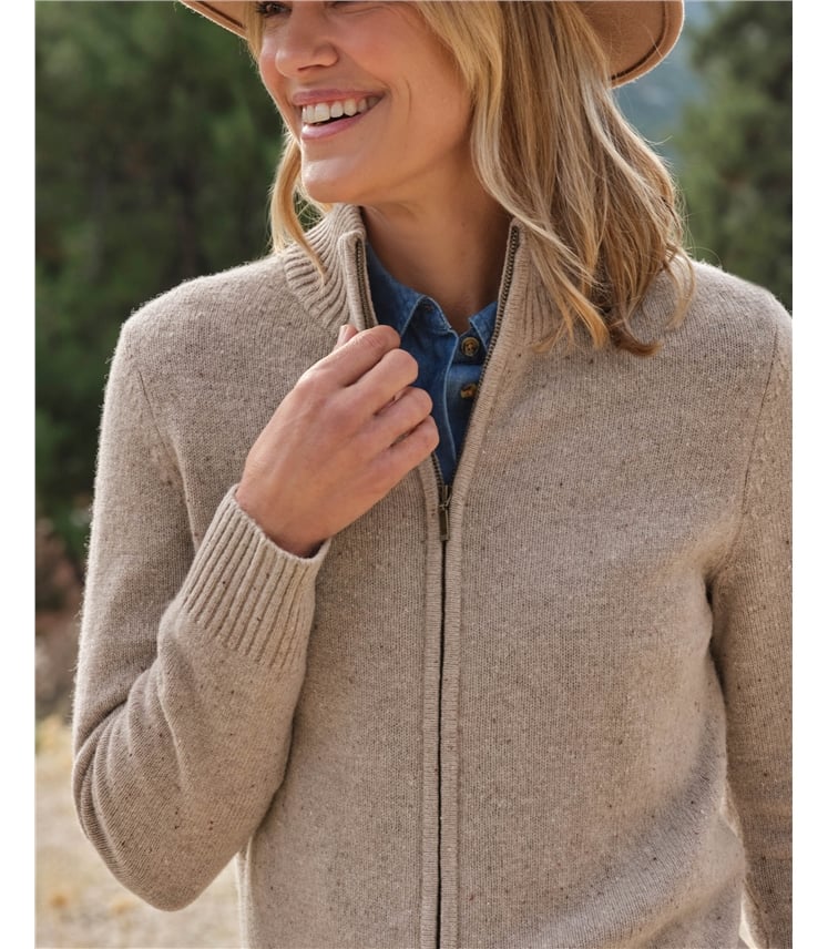 Lambswool Zip Thru Cardigan