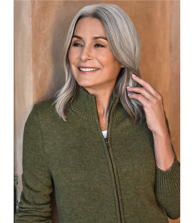 Lambswool Zip Thru Cardigan