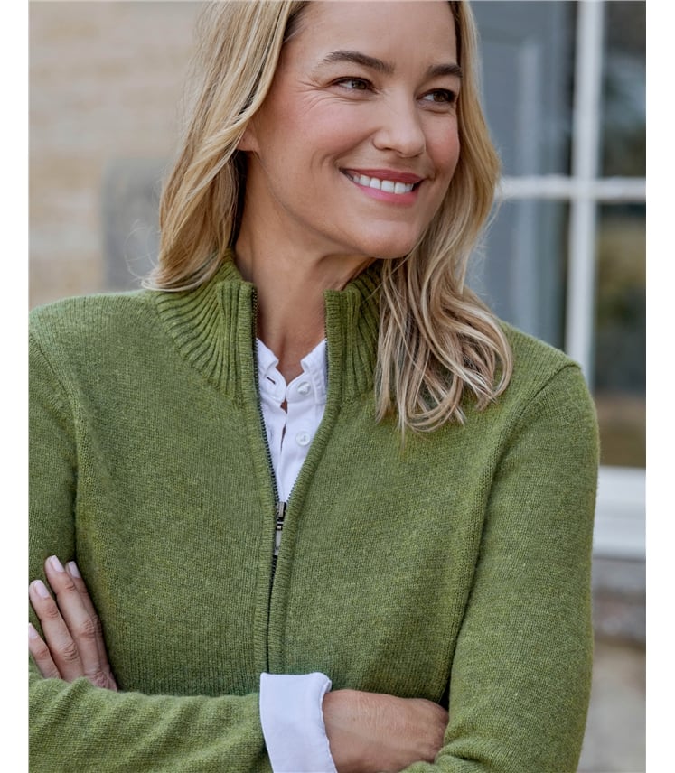 Lambswool Zip Thru Cardigan
