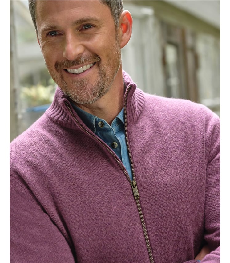 Mens Lambswool Lincoln Zipper Cardigan