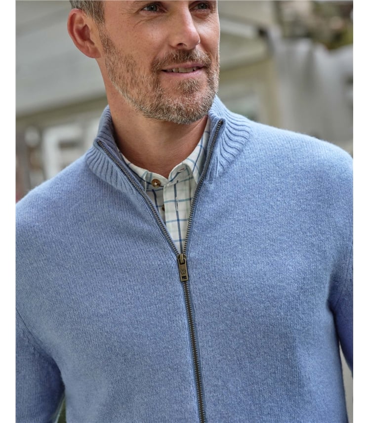 Mens Lambswool Lincoln Zipper Cardigan