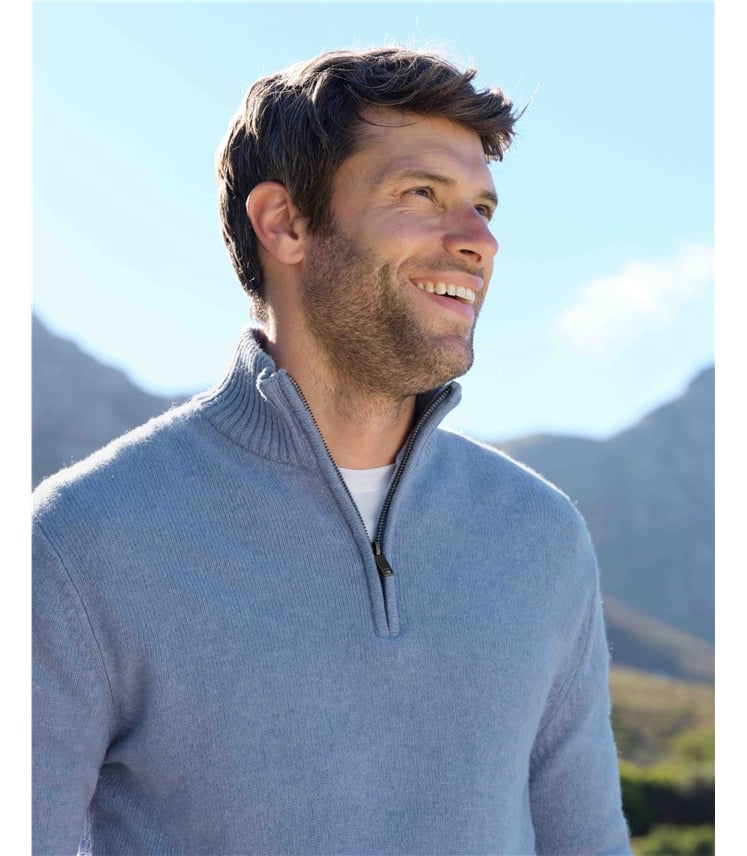 Pull à encolure zippée - Homme -Laine d’agneau certifiée 100% RWS