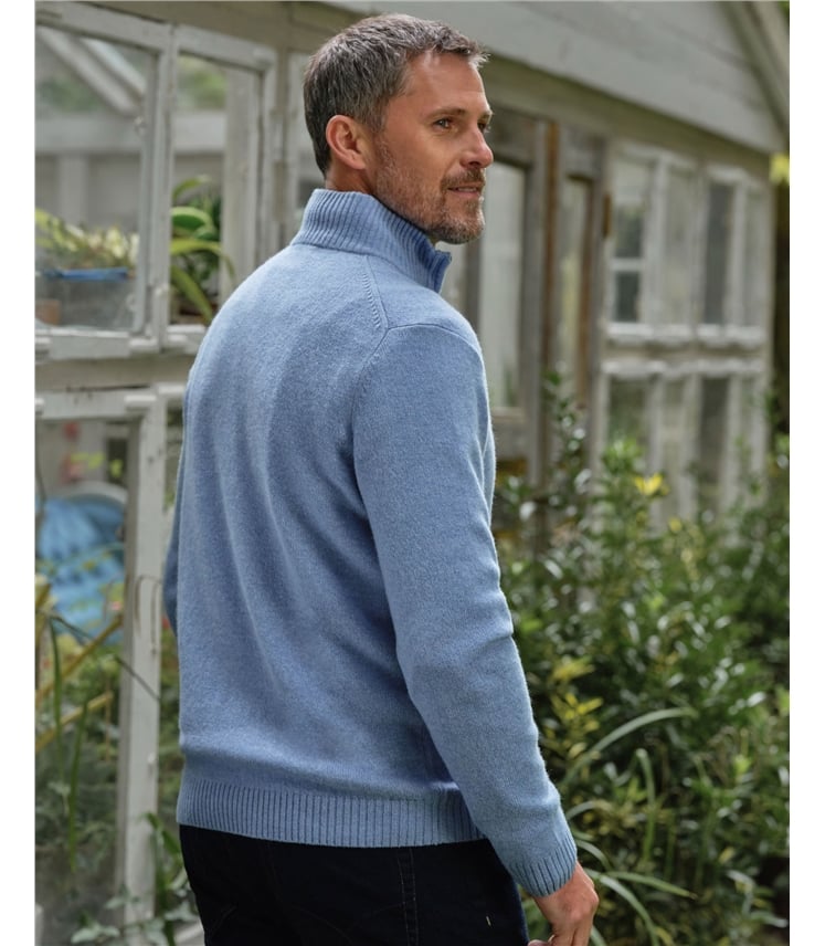 Pullover mit kurzem Reißverschluss aus Lammwolle für Herren