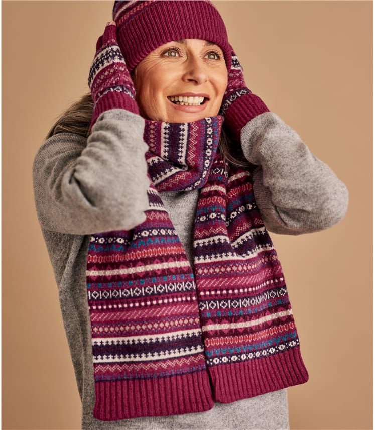 Multi Berry | Womens Fairisle Gloves | WoolOvers US