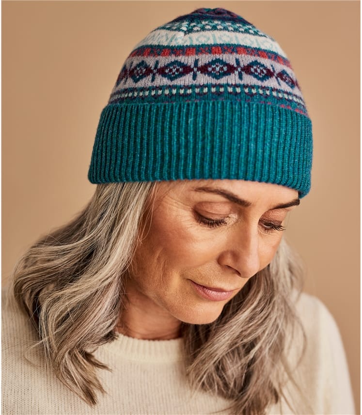 Multi Teal | Womens Fairisle Gloves | WoolOvers US