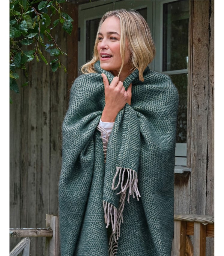 Decke mit Rautenmuster aus reiner Wolle