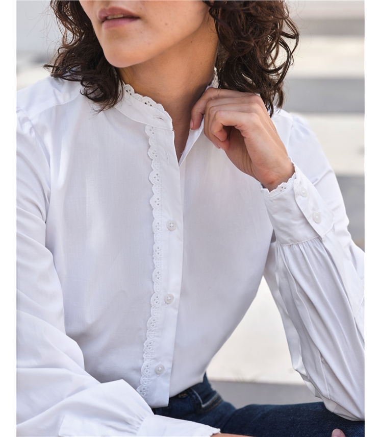 Lace Trim Cotton Shirt | Pure Collection