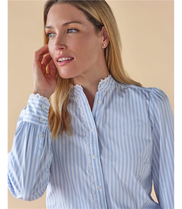Lace Trim Cotton Shirt