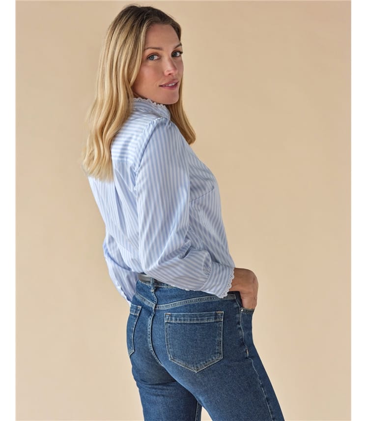 Lace Trim Cotton Shirt