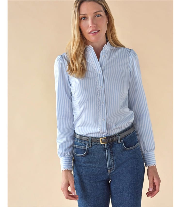 Lace Trim Cotton Shirt