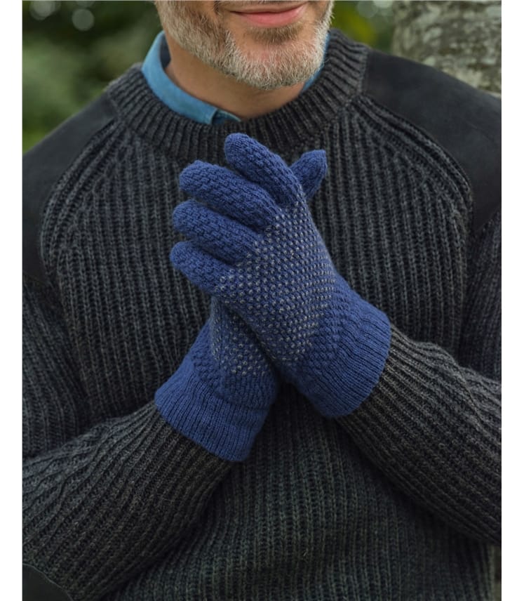 Mens Textured Stitch Stripe Glove