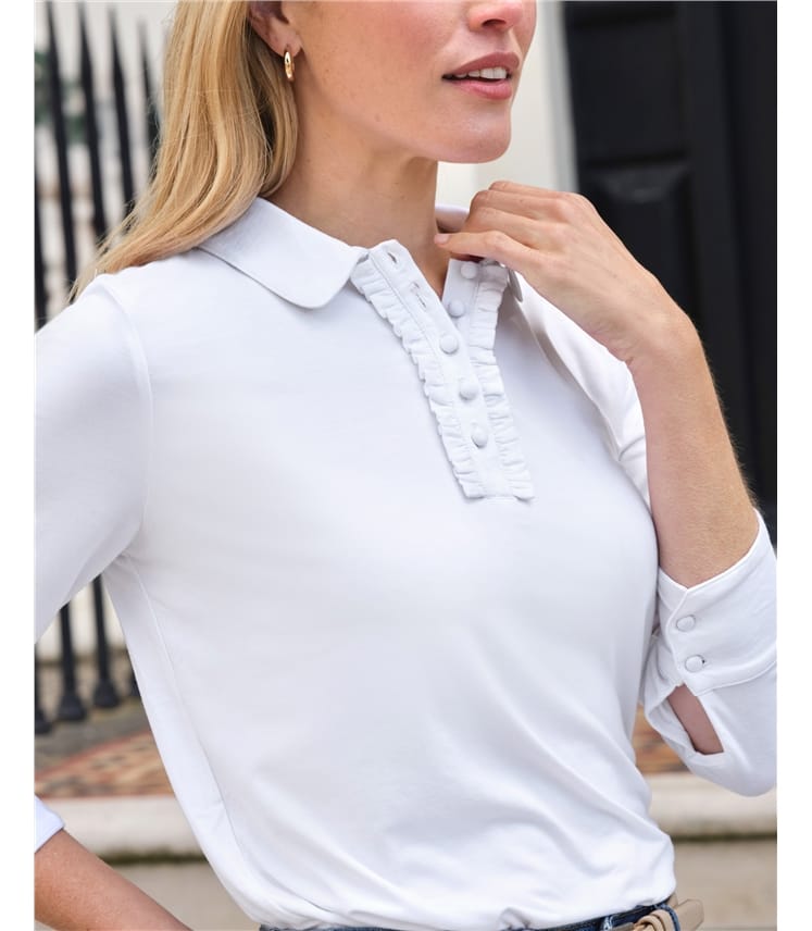 Frill Placket Jersey Top