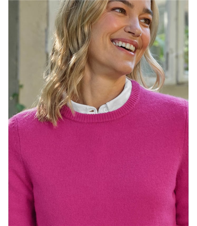 Pullover mit Rundhalsausschnitt aus Lammwolle für Damen