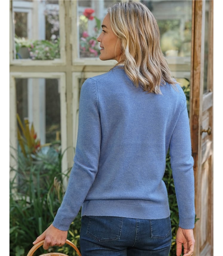 Pullover mit V-Ausschnitt aus Lammwolle für Damen