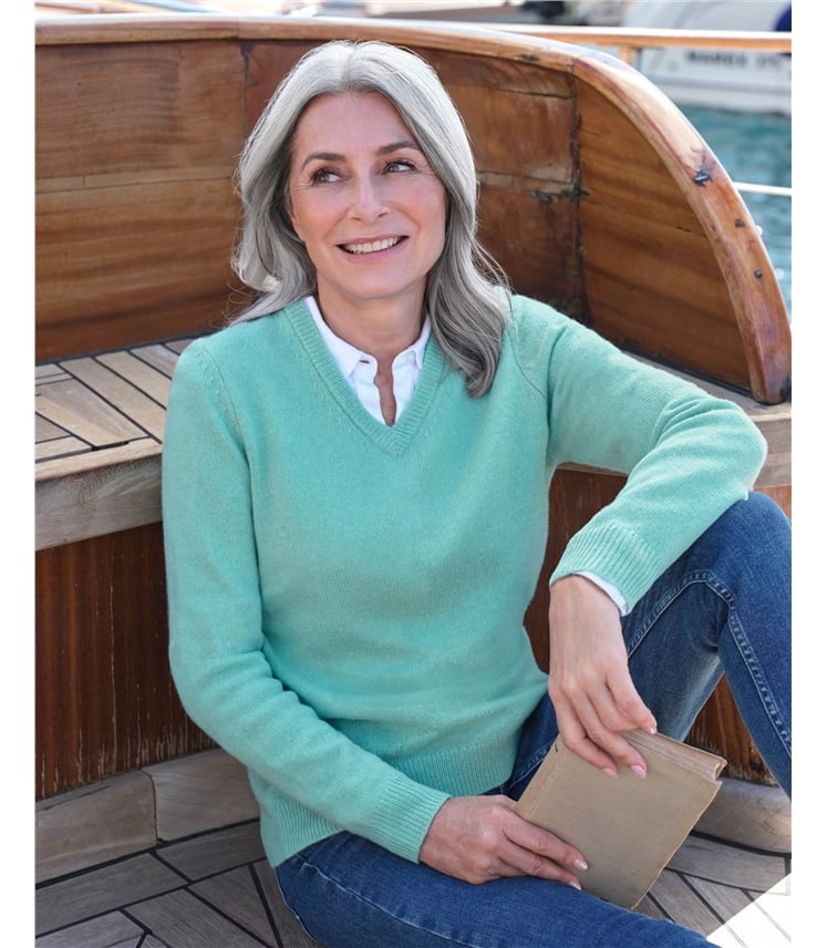 Pull à col V - Femme - Laine d’agneau certifiée 100% RWS