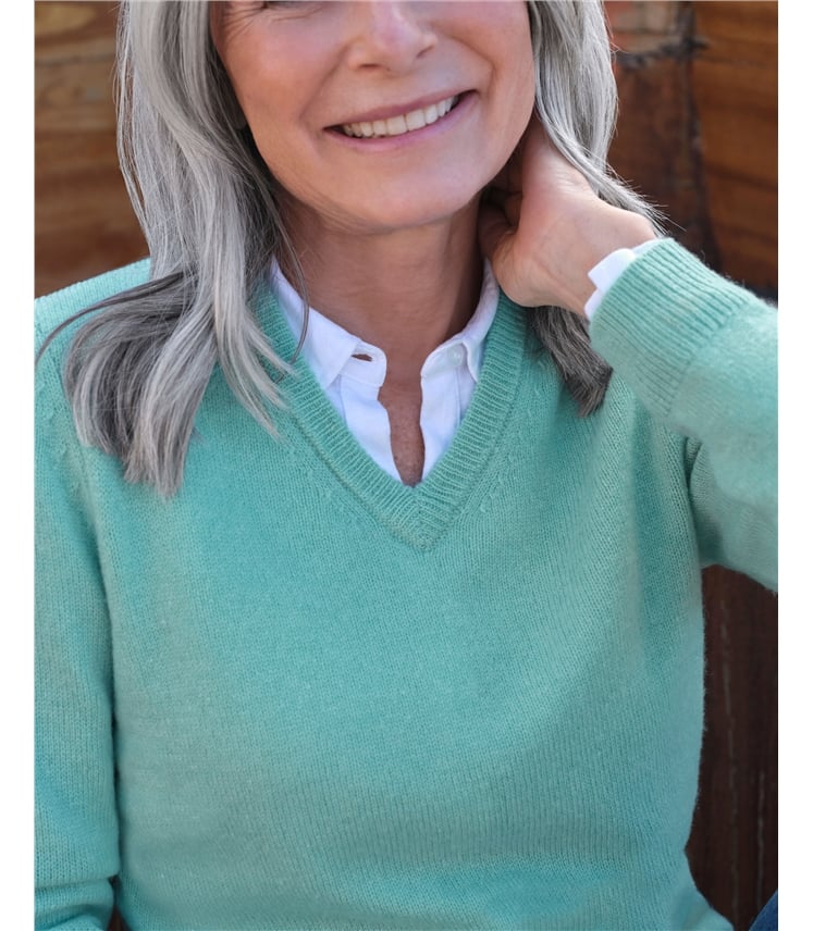 Pull à col V - Femme - Laine d’agneau certifiée 100% RWS