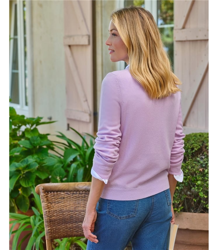 Pullover mit Rundhalsausschnitt aus Merinowolle und Kaschmir für Damen