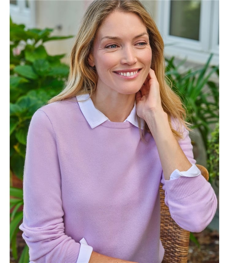Pullover mit Rundhalsausschnitt aus Merinowolle und Kaschmir für Damen