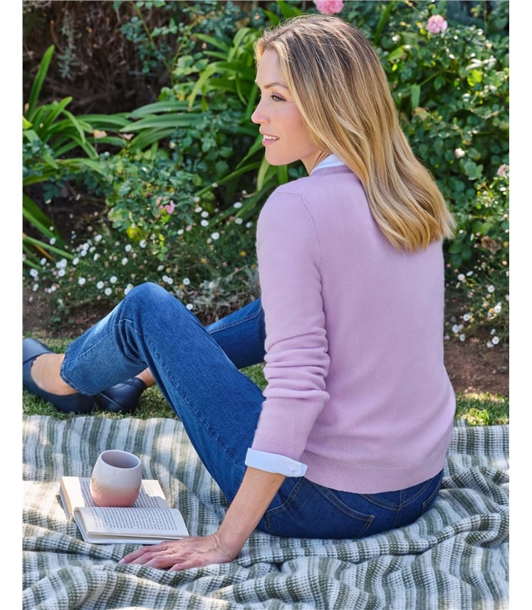 Pull à col V - Femme - Cachemire & Mérinos