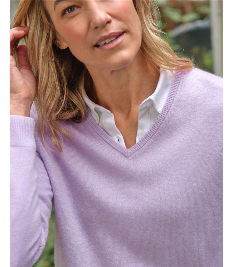 Cashmere & Merino V Neck Knitted Jumper
