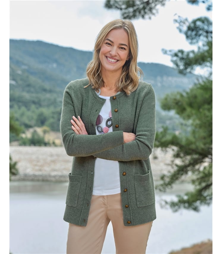 Cardigan à col rond - Femme - Laine d'agneau