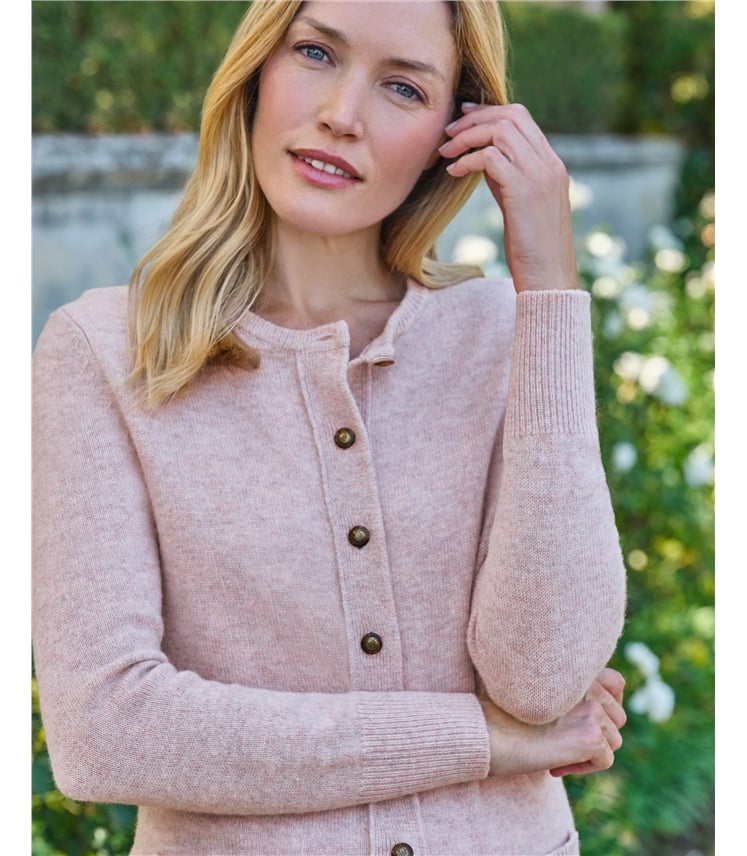 Lambswool Ladies Crew Neck Cardigan