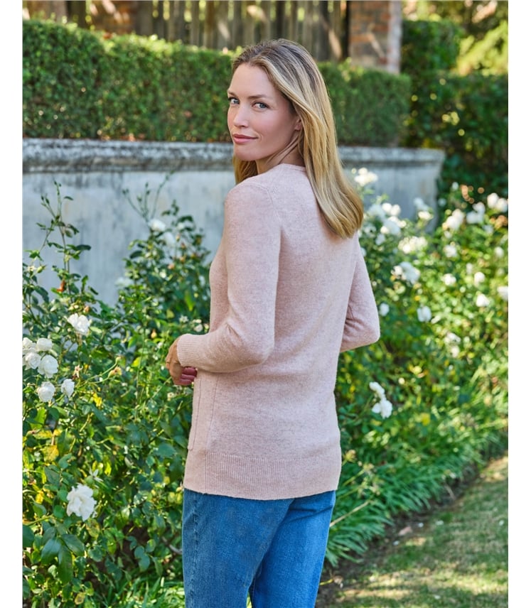 Lambswool Ladies Crew Neck Cardigan