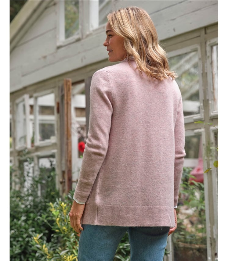 Strickjacke mit Rundhalsausschnitt aus Lammwolle für Damen