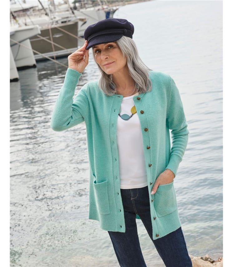 Lambswool Ladies Crew Neck Cardigan