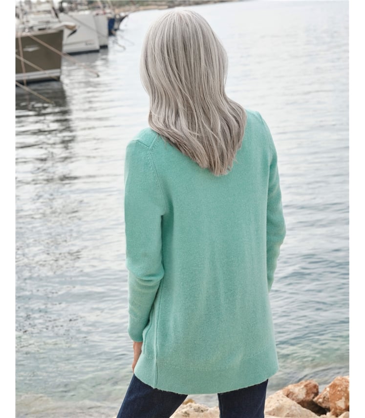Lambswool Ladies Crew Neck Cardigan