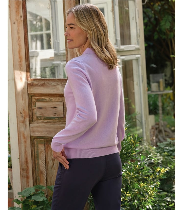 Strick-Polohemd aus Merino- und Kaschmirwolle für Damen