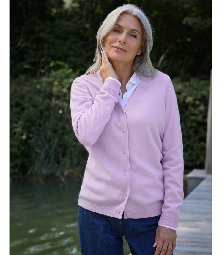 Cardigan classique à col V- Femme - Cachemire & Mérinos