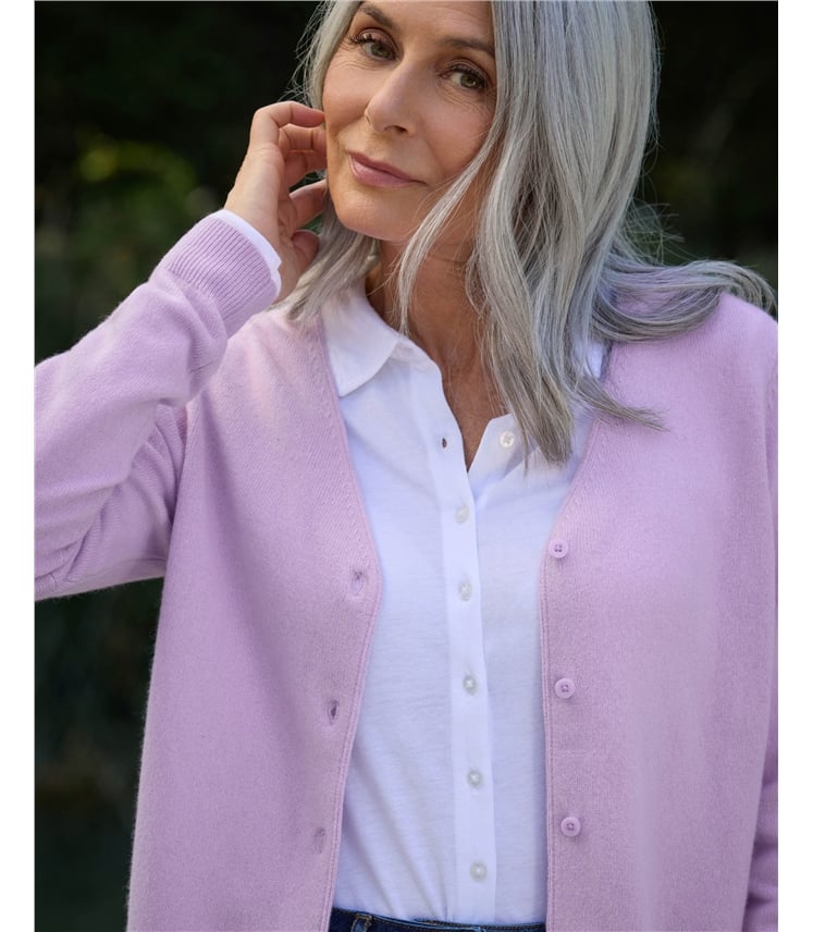Cashmere Merino Classic V Neck Cardigan